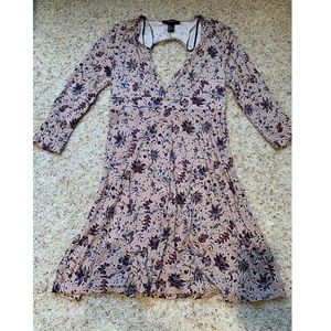 Tan with Flowers Flowy Dress - Forever 21